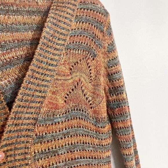 Beldini Multi color Open Front Knit Cardigan M - Picture 4 of 8